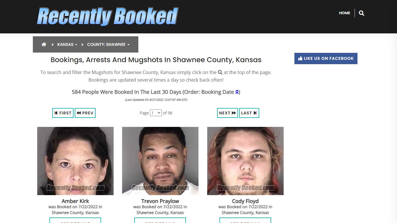 Bookings, Arrests and Mugshots in Shawnee County, Kansas